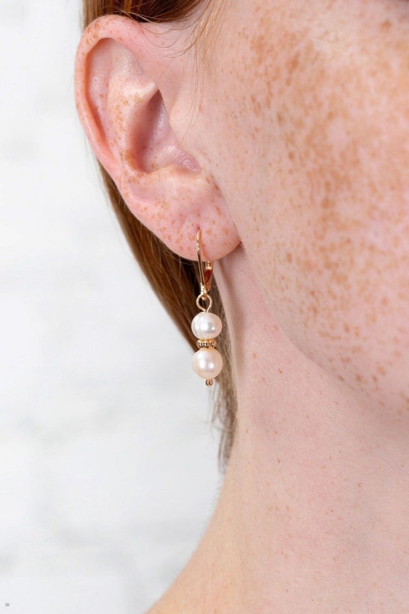 Boucles d'Oreilles Brandy Melville Pearl Drop Doré | QFX-00321504